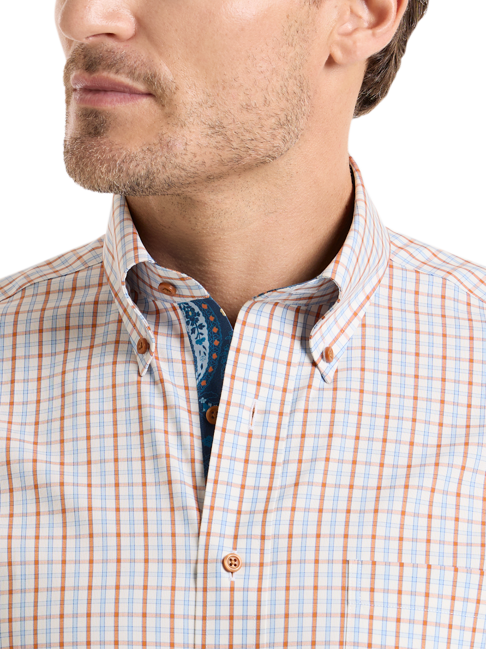 Premium Non-Iron Cotton Check Shirt with Contrast Trim