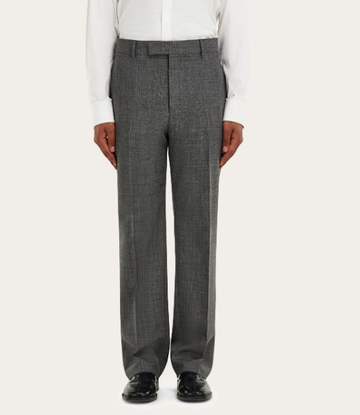 Chevron Wide-Leg Trousers & Adjustable Collar Poplin Shirt Set