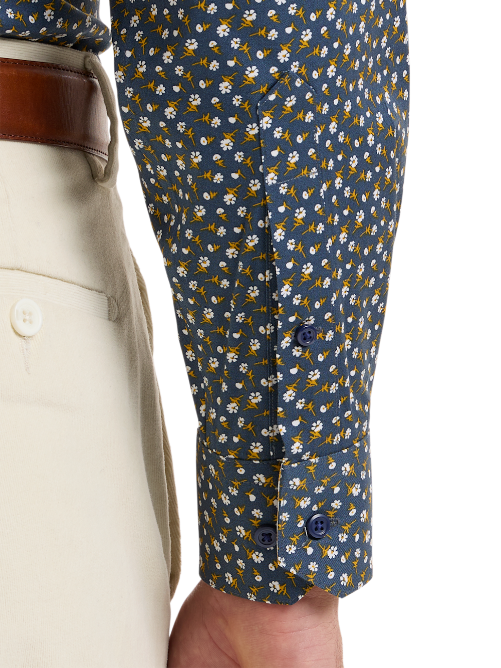 Luxury Comfort Stretch Non-Iron Floral Dress Shirt with Refined Contrast Trim