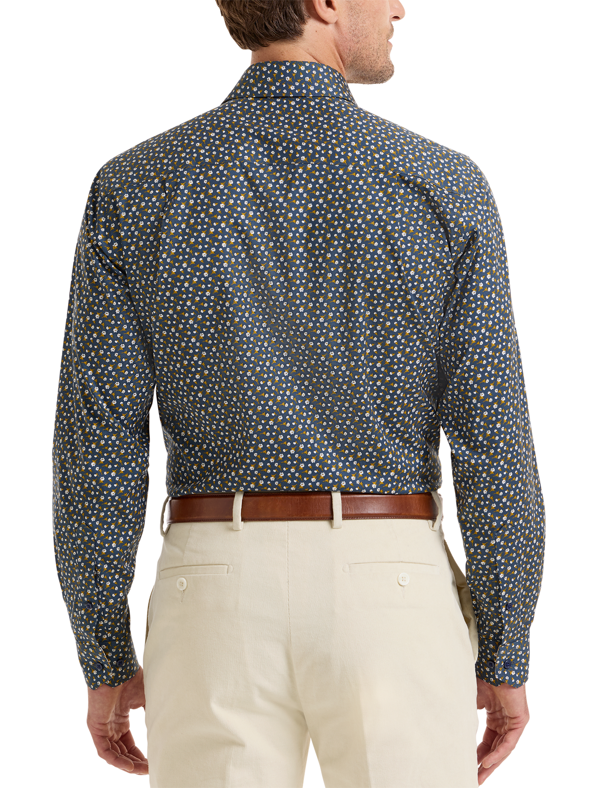 Luxury Comfort Stretch Non-Iron Floral Dress Shirt with Refined Contrast Trim