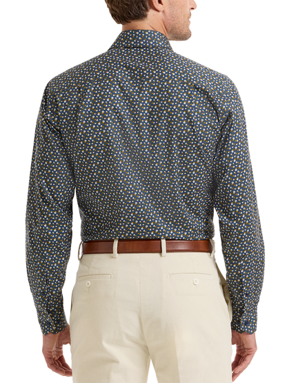Luxury Comfort Stretch Non-Iron Floral Dress Shirt with Refined Contrast Trim