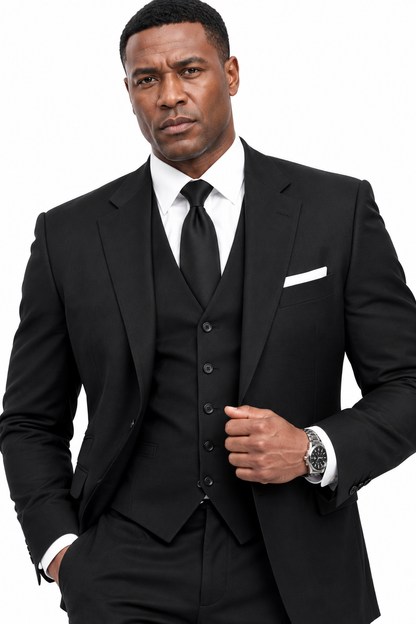 Men’s Black 3-Piece Suit – Classic Tailored