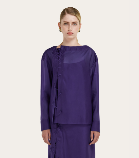 Organza Blouse & Skirt Set with String Tie Details