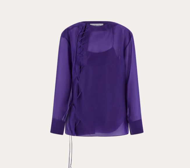 Organza Blouse & Skirt Set with String Tie Details
