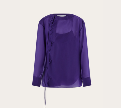 Organza Blouse & Skirt Set with String Tie Details