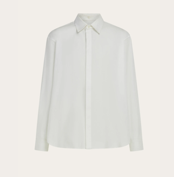 Chevron Wide-Leg Trousers & Adjustable Collar Poplin Shirt Set