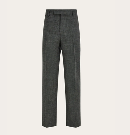 Chevron Wide-Leg Trousers & Adjustable Collar Poplin Shirt Set