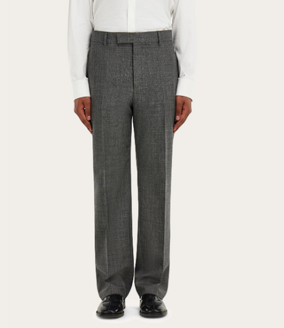 Chevron Wide-Leg Trousers & Adjustable Collar Poplin Shirt Set