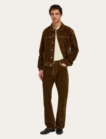 Luxury Brown Corduroy Jacket & Trousers Set for Men