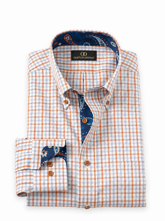 Premium Non-Iron Cotton Check Shirt with Contrast Trim