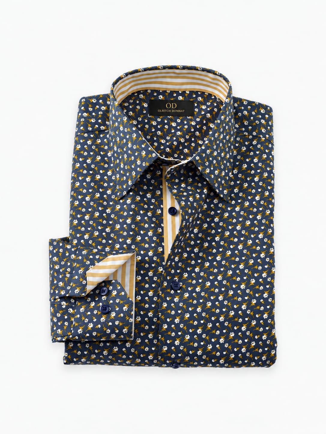 Luxury Comfort Stretch Non-Iron Floral Dress Shirt with Refined Contrast Trim