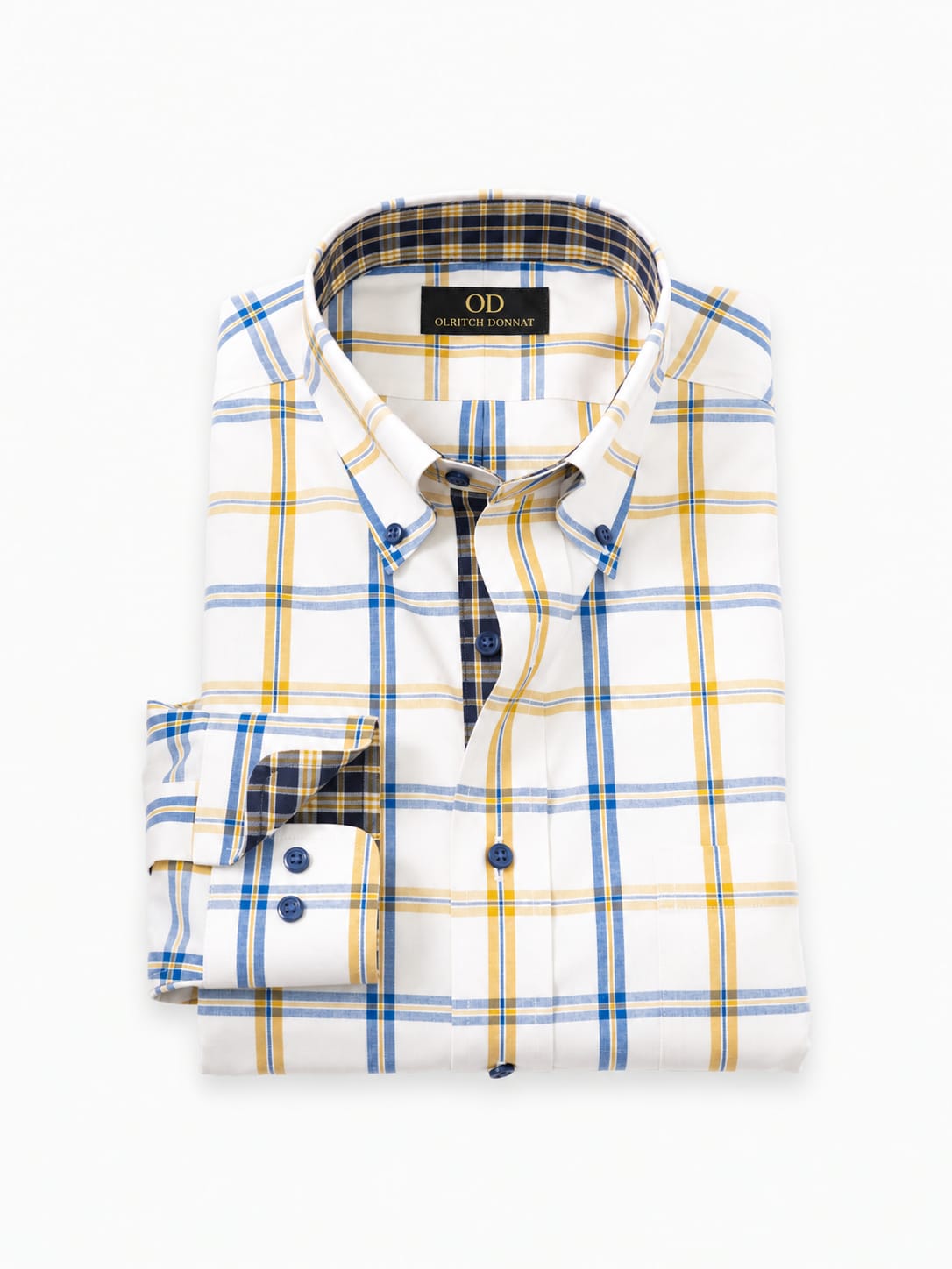 Luxury Comfort Stretch Non-Iron Windowpane Dress Shirt with Refined Contrast Trim