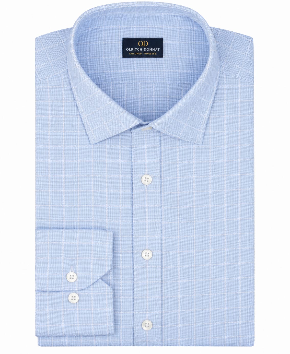 Tailored Slate Blue Dobby-Check Dress Shirt