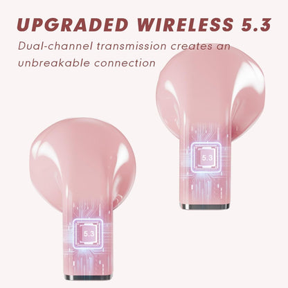 Pink Heart Design Wireless Earphones for Girls