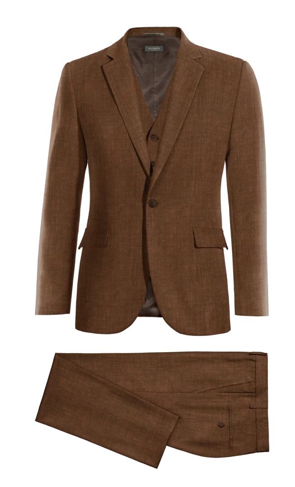 Men’s Brown 3-Piece Suit – Classic Tailored Fit & Formal