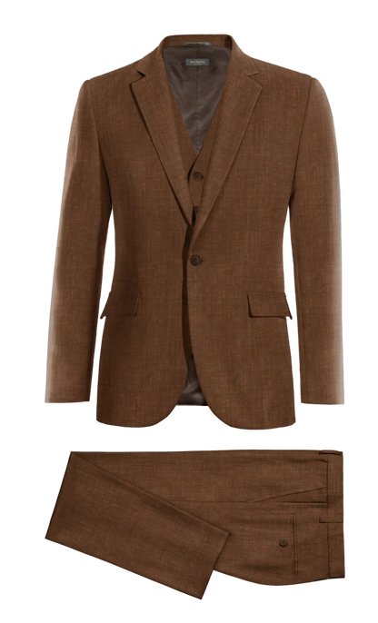 Men’s Brown 3-Piece Suit – Classic Tailored Fit & Formal